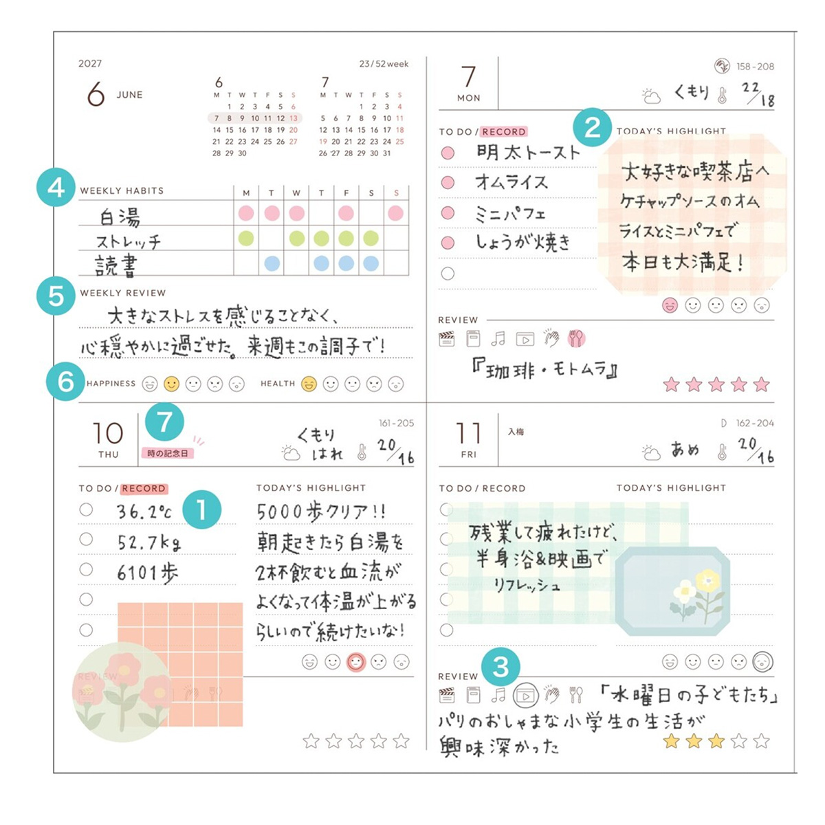 マークス 手帳 2027 スケジュール帳 2026年12月始まり 週間ブロック
