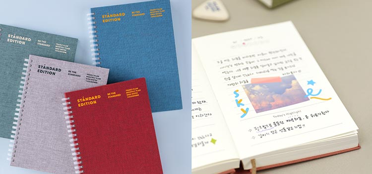 くすみカラー＆布張り表紙がおしゃれ！韓国発のマンスリー手帳と“いいこと”日記帳