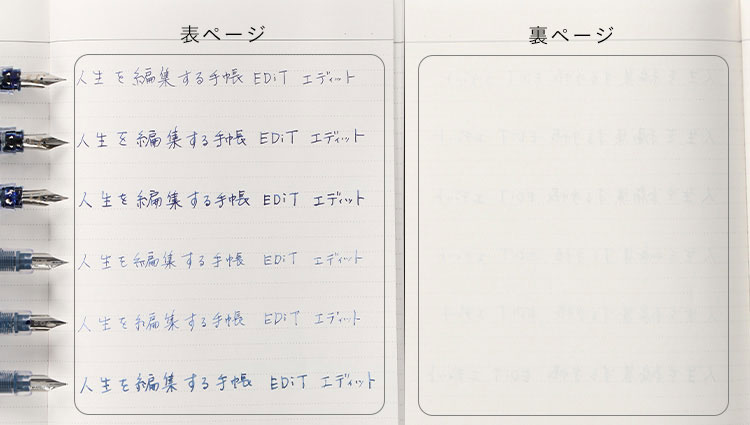 書き比べ　万年筆 NEO AGENDA for EDiT