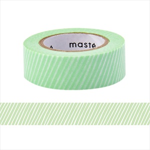 「マステ」 マークス 水性ペンで書けるマスキングテープ 小巻 ＜ストライプ･グリーン＞