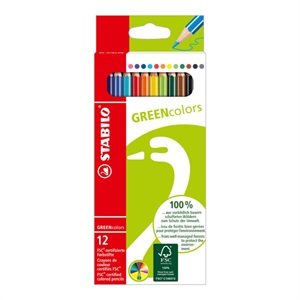 STABILO スタビロ グリーンカラー 12色セット 色鉛筆 3mm