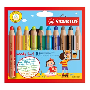 STABILO スタビロ ウッディ 3 in 1 10色セット 色鉛筆 10mm マルチ色鉛筆