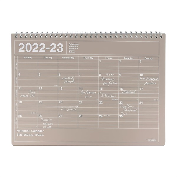 マークス 手帳 2022 スケジュール帳 4月始まり 月間ブロック M ノートブックカレンダー・M(ブラウン)