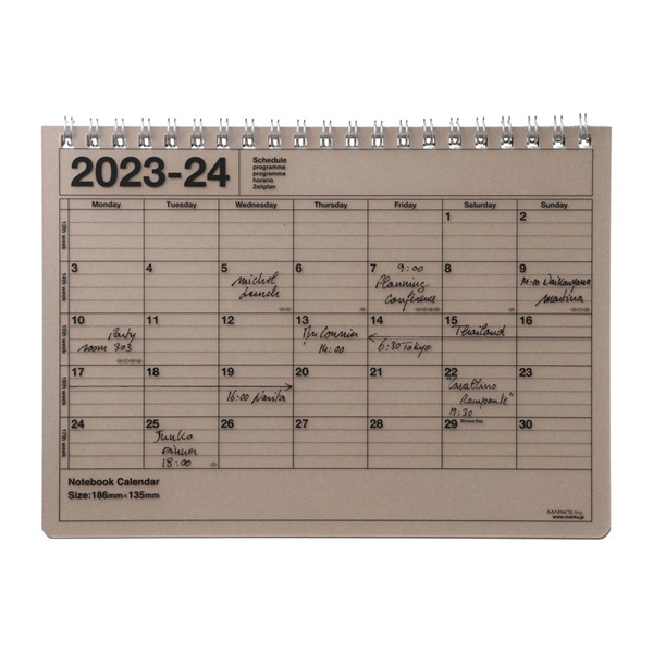 マークス 手帳 2023 スケジュール帳 4月始まり 月間ブロック B6変型 ノートブックカレンダー・S(ブラウン)