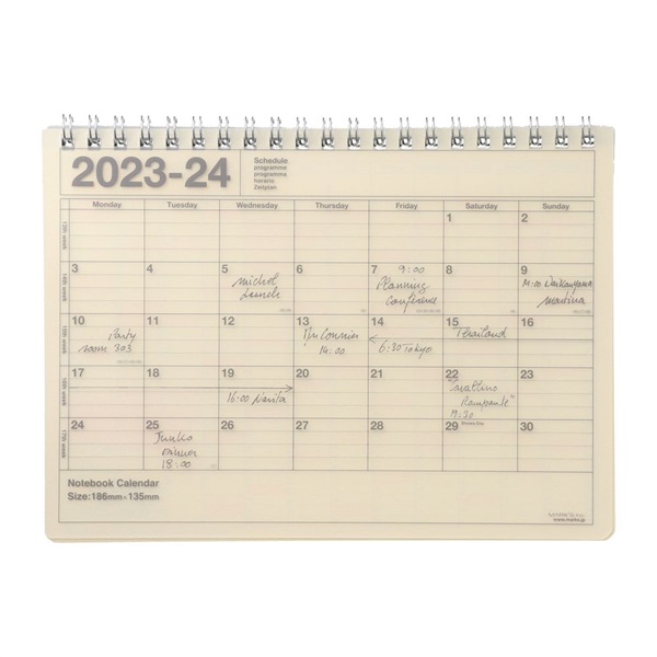 マークス 手帳 2023 スケジュール帳 4月始まり 月間ブロック B6変型 ノートブックカレンダー・S(アイボリー)