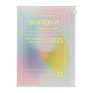マークス 手帳 2023 スケジュール帳 12月始まり 月間ブロック＋ノート B6変型 リサイクルPVC ストレージイット /アブストラクト(ピンク)