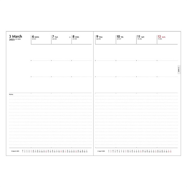 【直営店限定】EDiT 手帳 2023 スケジュール帳 12月始まり 週間ノート セミA5 リフィル