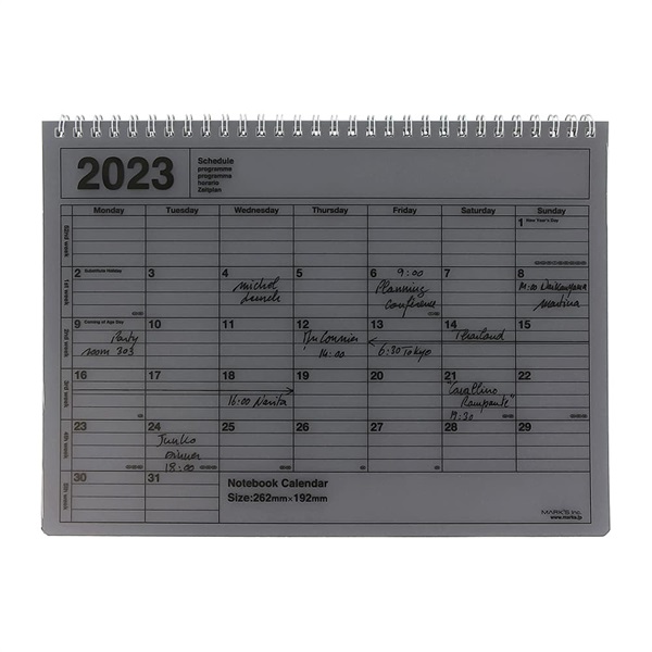 マークス 手帳 2023 スケジュール帳 1月始まり 月間ブロック M ノートブックカレンダー(ブラック)