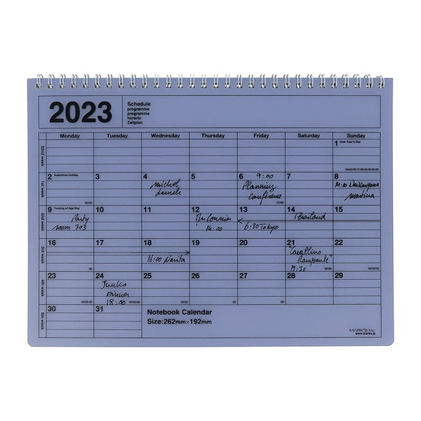 マークス 手帳 2023 スケジュール帳 1月始まり 月間ブロック M ノートブックカレンダー(ネイビー)