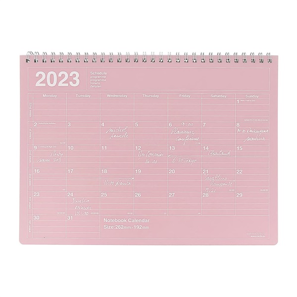マークス 手帳 2023 スケジュール帳 1月始まり 月間ブロック M ノートブックカレンダー(ピンク)