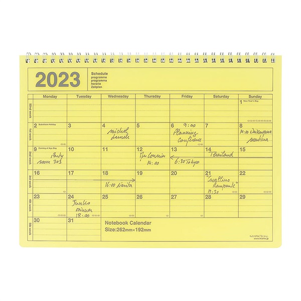 マークス 手帳 2023 スケジュール帳 1月始まり 月間ブロック M ノートブックカレンダー | マークス公式通販