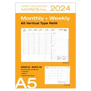 MARK'S 手帳 2024スケジュール帳 2023年9月始まり 週間バーチカル A5正寸 リフィル