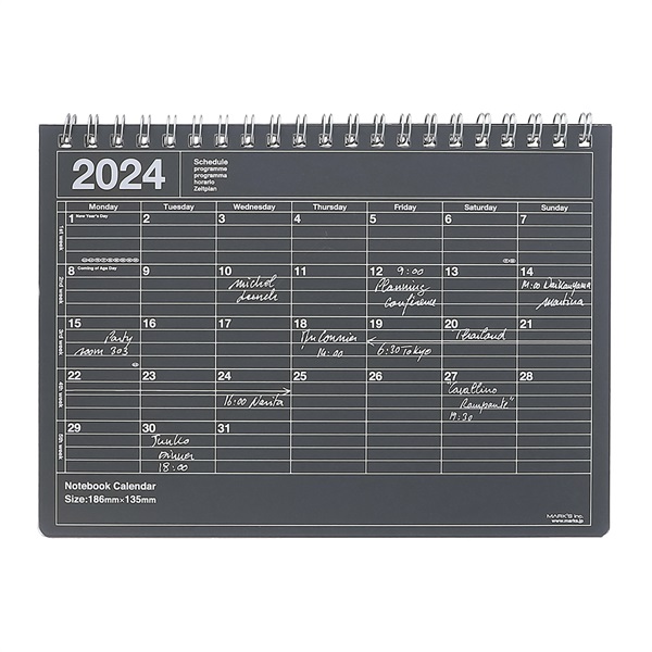 マークス 手帳 2024 スケジュール帳 2024年1月始まり 月間ブロック B6変型 ノートブックカレンダー・S