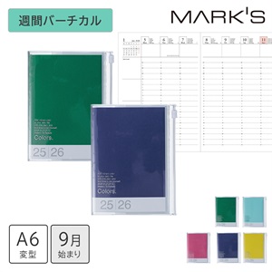 MARK'S 海外手帳 2026 スケジュール帳 2025年9月始まり 週間バーチカル A6変型 カラーズ