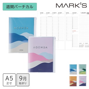 MARK'S 海外手帳 2026 スケジュール帳 2025年9月始まり 週間バーチカル A5正寸 マウンテン
