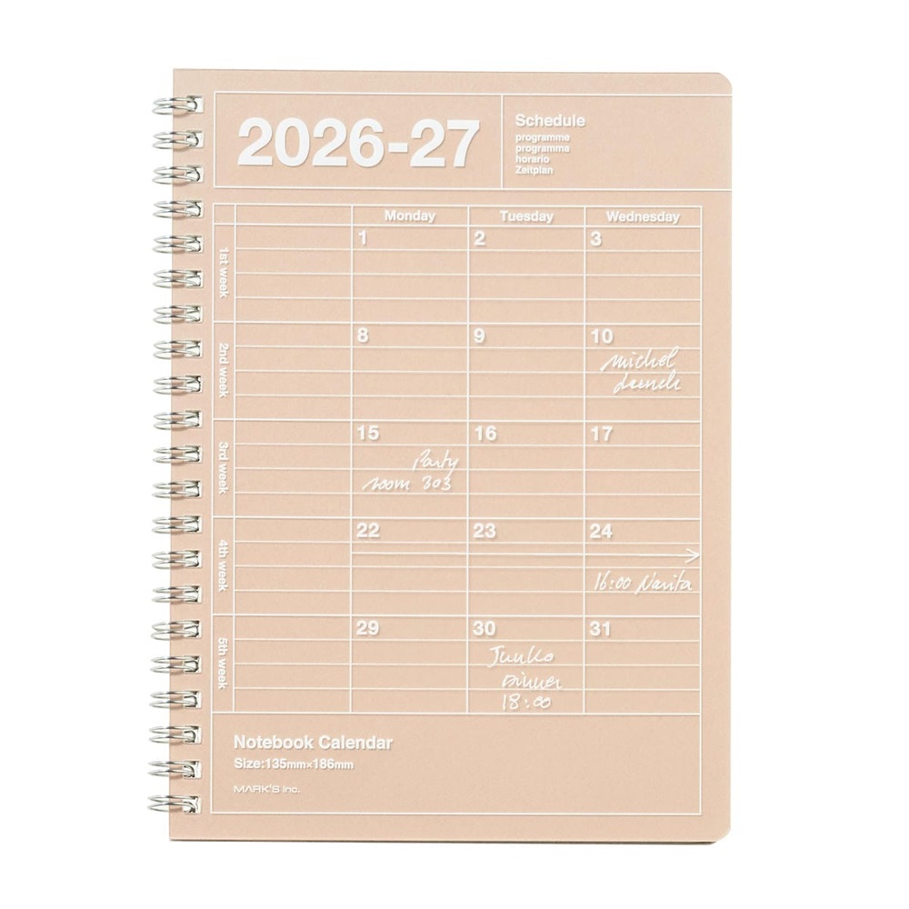 マークス 手帳 2026 スケジュール帳 2026年4月始まり 月間ブロック B6