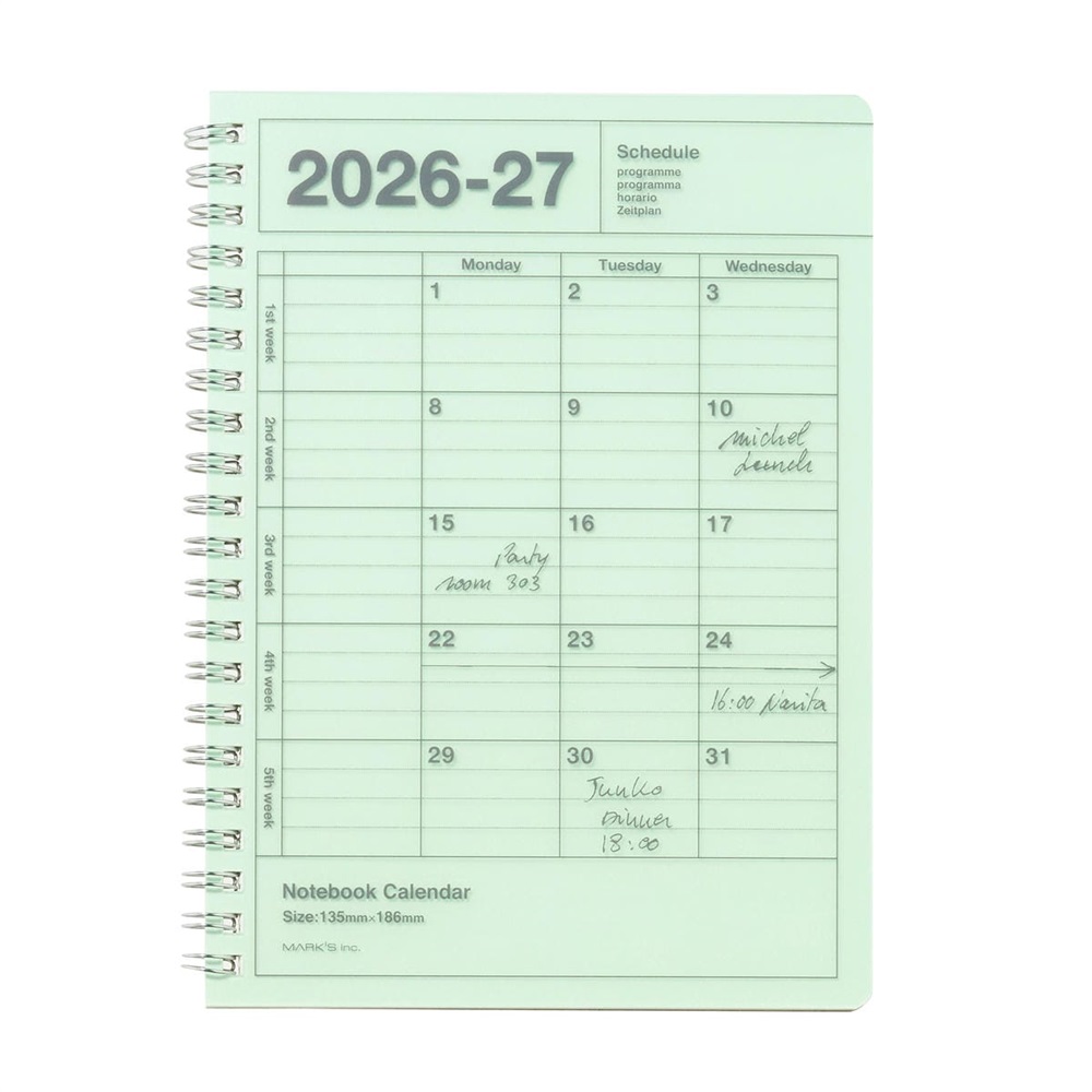 マークス 手帳 2026 スケジュール帳 2026年4月始まり 月間ブロック B6