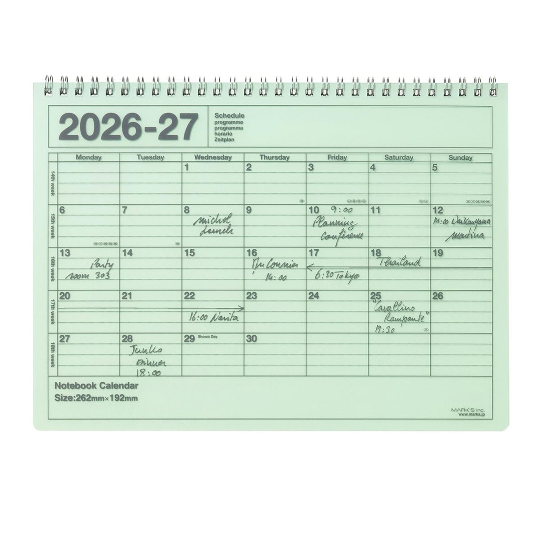 マークス 手帳 2026 スケジュール帳 2026年4月始まり 月間ブロック B5