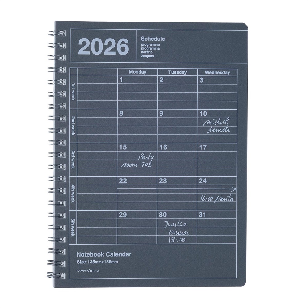 マークス 手帳 2026 スケジュール帳 2026年1月始まり 月間ブロック B6