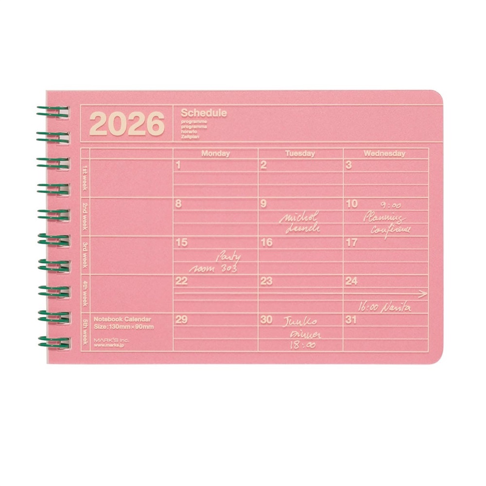 マークス 手帳 2026 スケジュール帳 2026年1月始まり 月間ブロック B7