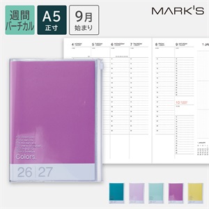 MARK'S 海外手帳 2027 スケジュール帳 2026年9月始まり 週間バーチカル