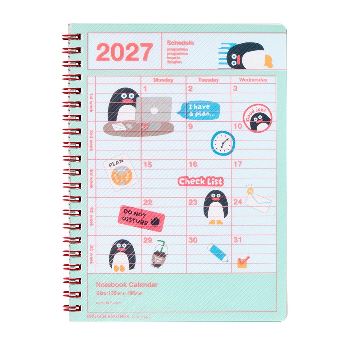 マークス 手帳 2027 スケジュール帳 2027年1月始まり 月間ブロック B6