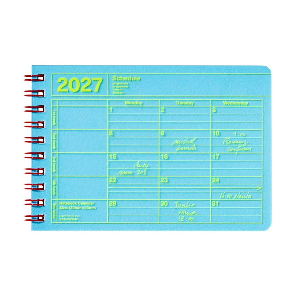 マークス 手帳 2027 スケジュール帳 2027年1月始まり 月間ブロック B7