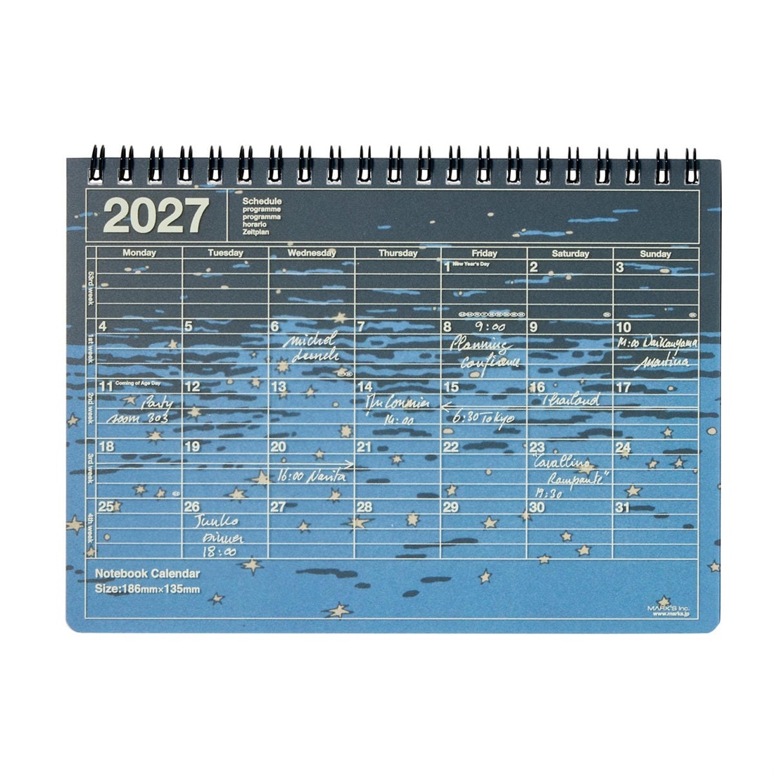 マークス 手帳 2027 スケジュール帳 2027年1月始まり 月間ブロック B6