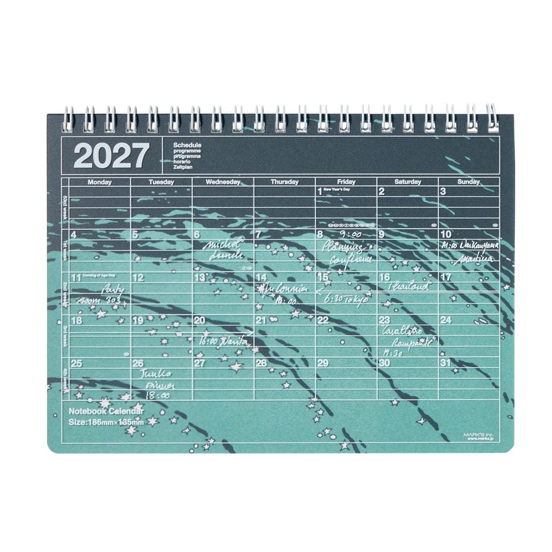 マークス 手帳 2027 スケジュール帳 2027年1月始まり 月間ブロック B6