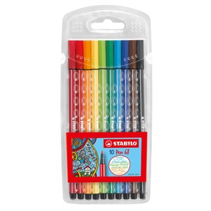 STABILO スタビロ ペン 68 10色セット 水性ペン 水性インク 1mm フェルトチップ ベンチレーションキャップ式