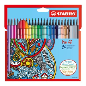 STABILO スタビロ ペン 68 24色セット 水性ペン 水性インク 1mm フェルトチップ ベンチレーションキャップ式