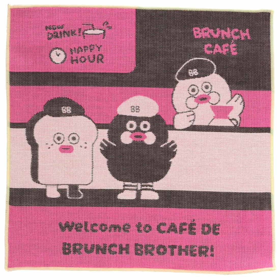 ブランチブラザー ガーゼハンカチ ＜welcome to CAFE・ピンク