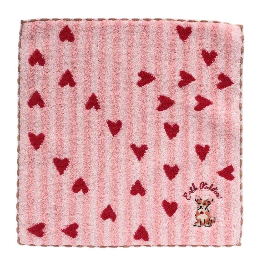 キャス キッドソン タオルハンカチ ＜クィーニー刺繍・ピンク