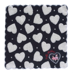 キャス キッドソン 大判タオルハンカチ ＜LACE HEARTS TILE・ネイビー＞