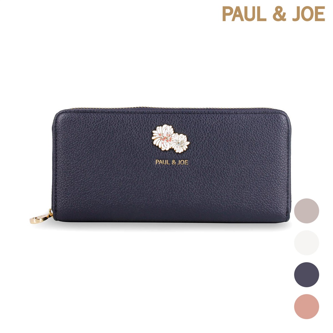 新品、PAUL&JOE ポール&ジョー、クリザンテーム　長財布、ネイビー ポール ＆ ジョー アクセソワ ラウンド束入れ ＜クリザンテーム