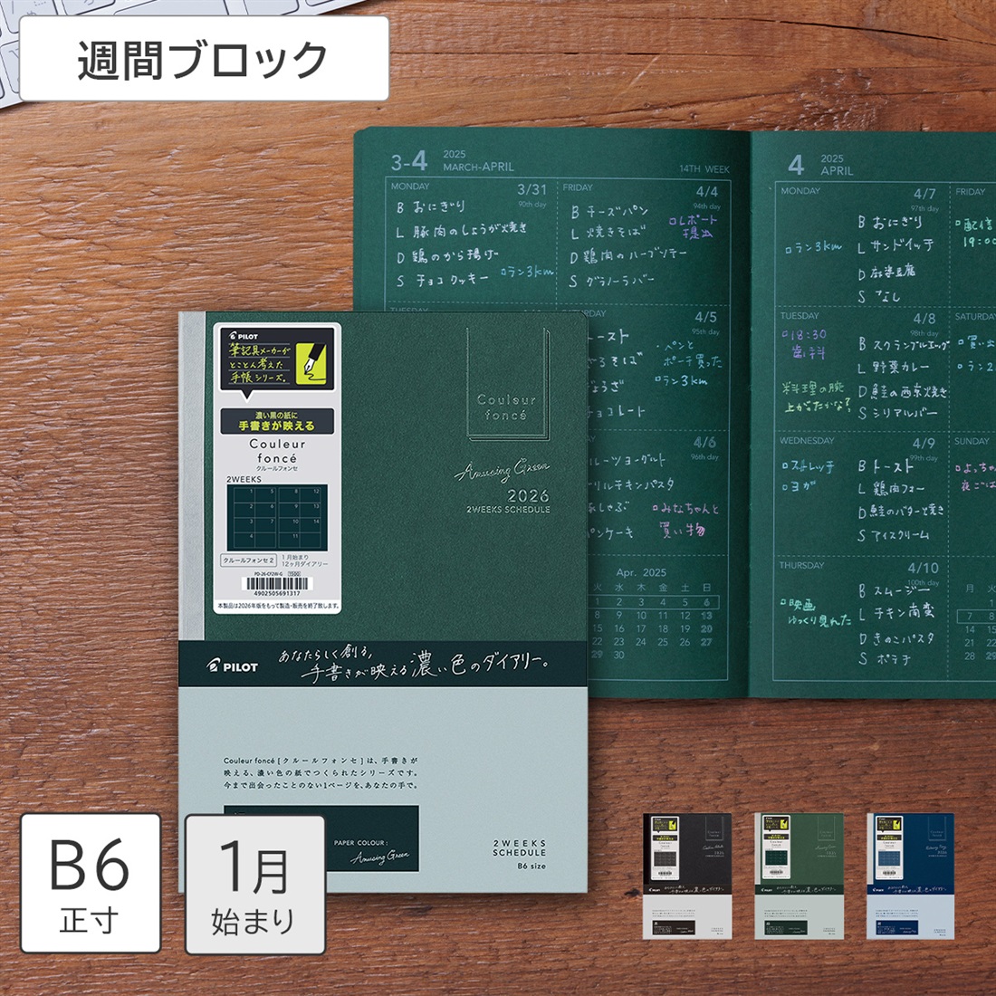 パイロット 手帳 2026 スケジュール帳 2026年1月始まり 見開き2週間