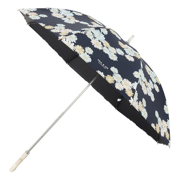 ポール ＆ ジョーアクセソワ 遮光長傘 UVカット機能付き 晴雨兼用  ＜クリザンテーム・ネイビー＞