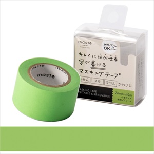 「マステ」 マークス 水性ペンで書けるマスキングテープ 小巻24mm幅 ＜グリーン＞