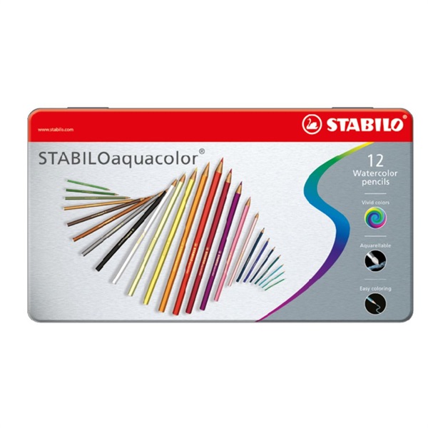 STABILO スタビロ アクアカラー 12色セット 色鉛筆 2.8mm 水彩色鉛筆