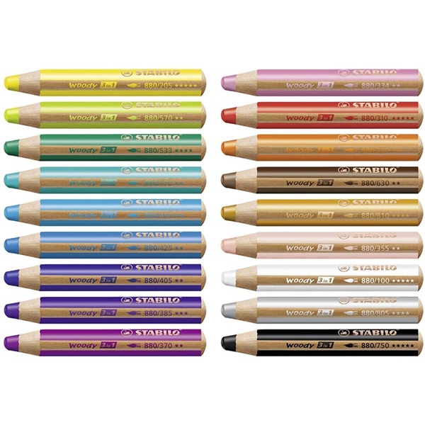 人気No.1 STABILO スタビロ ウッディ 3 in 1 18色セット 色鉛筆 10mm 筆記具