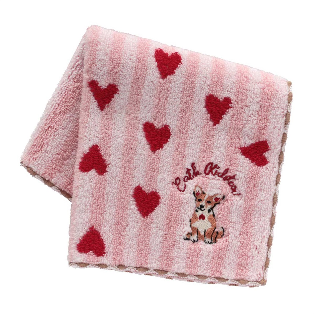 キャス キッドソン タオルハンカチ ＜クィーニー刺繍・ピンク