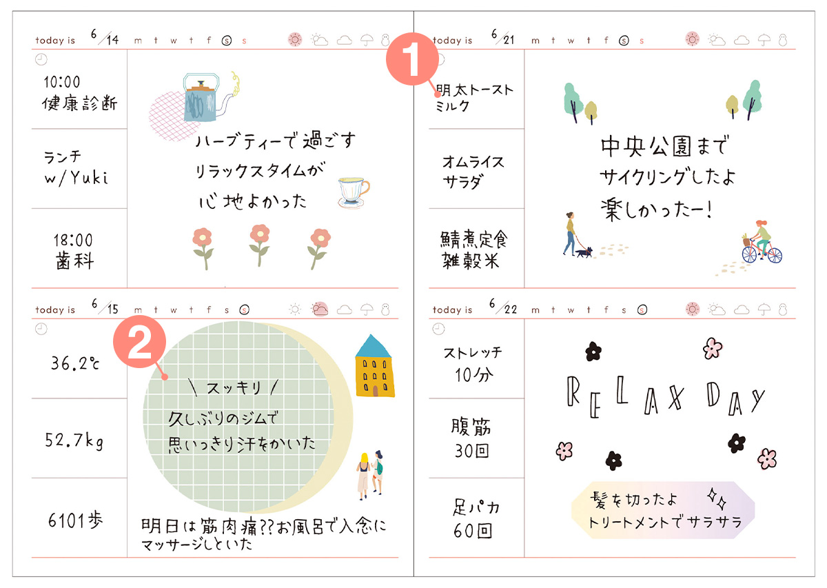 ファンログ マークス ライフログ用日付フリー手帳 2日1ページ A6正寸