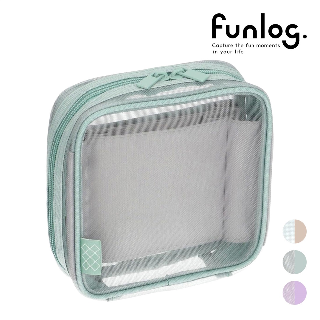 【ファンログ５点購入で送料無料】仕切り付きメッシュスクエアポーチ 2