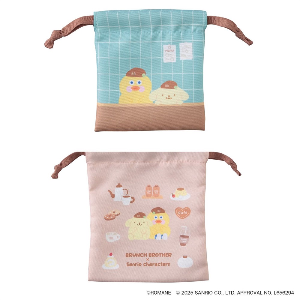 巾着ポーチ・2Pセット ＜ダック×ポムポムプリン＞