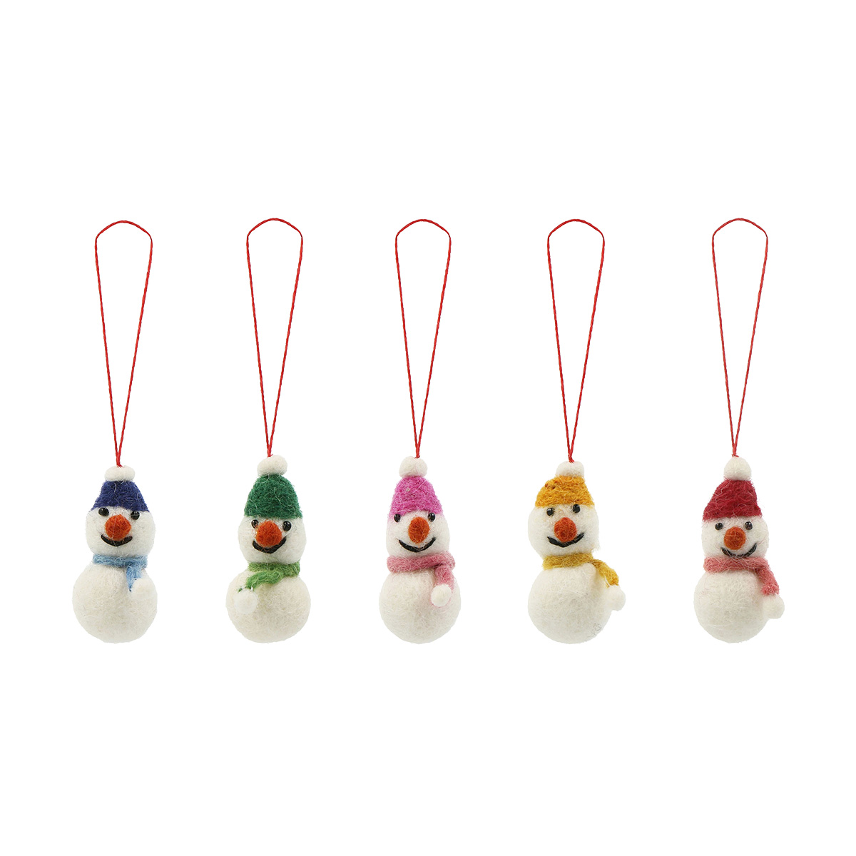 ネパールから届いたエシカルなフェルトこもの フェルトオーナメント・スノーマンセット