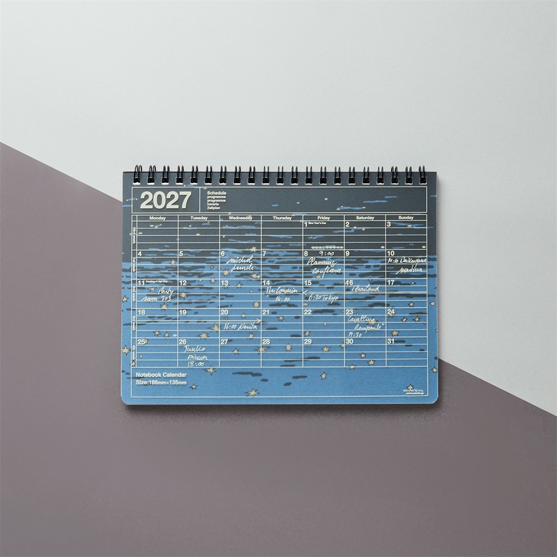 Notebook Calendar S/5dock — Monthly Block, B6 Slim, January 2027 Start